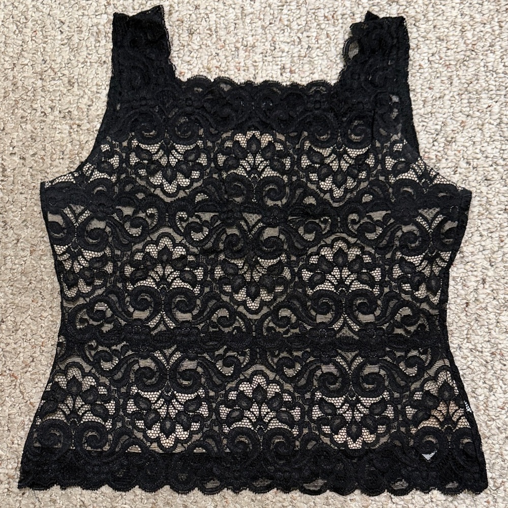 Elegant Black Stretch Lace Women's Top